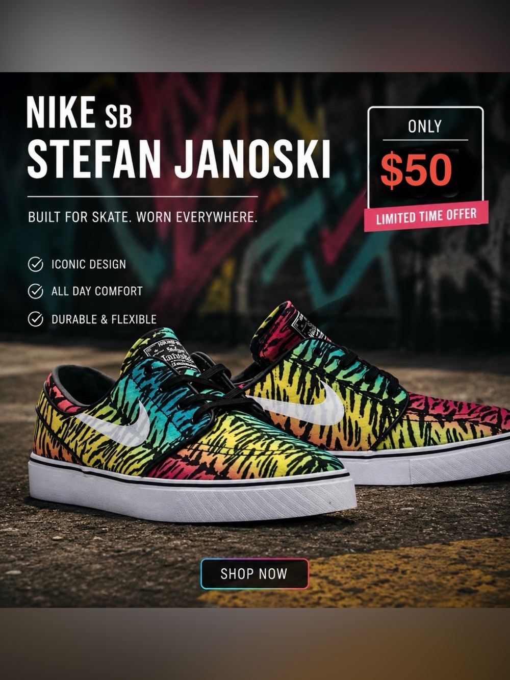 RARE
Nike SB Zoom Stefan
Janoski Tiger Stripe